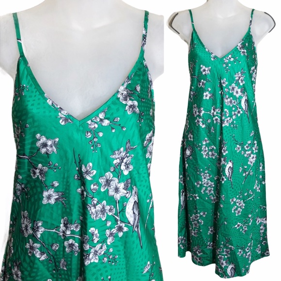Dresses & Skirts - Hutch Emerald Green Floral Printed Slip Dress